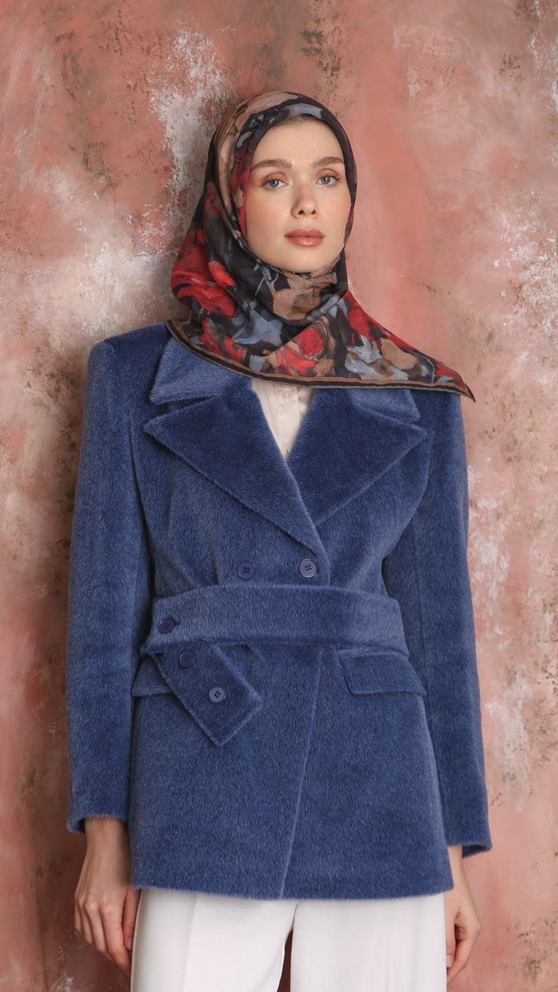 VELMORA DESEN EŞARP SİYAH-KIRMIZI