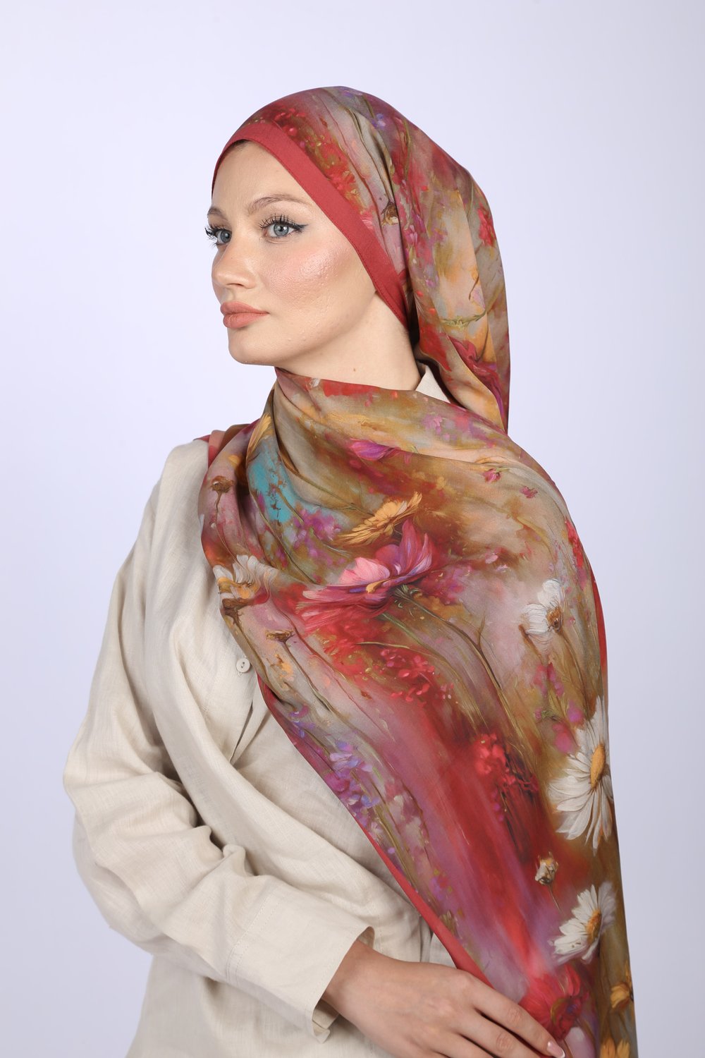 Wildflower Desen Şal-Pembe