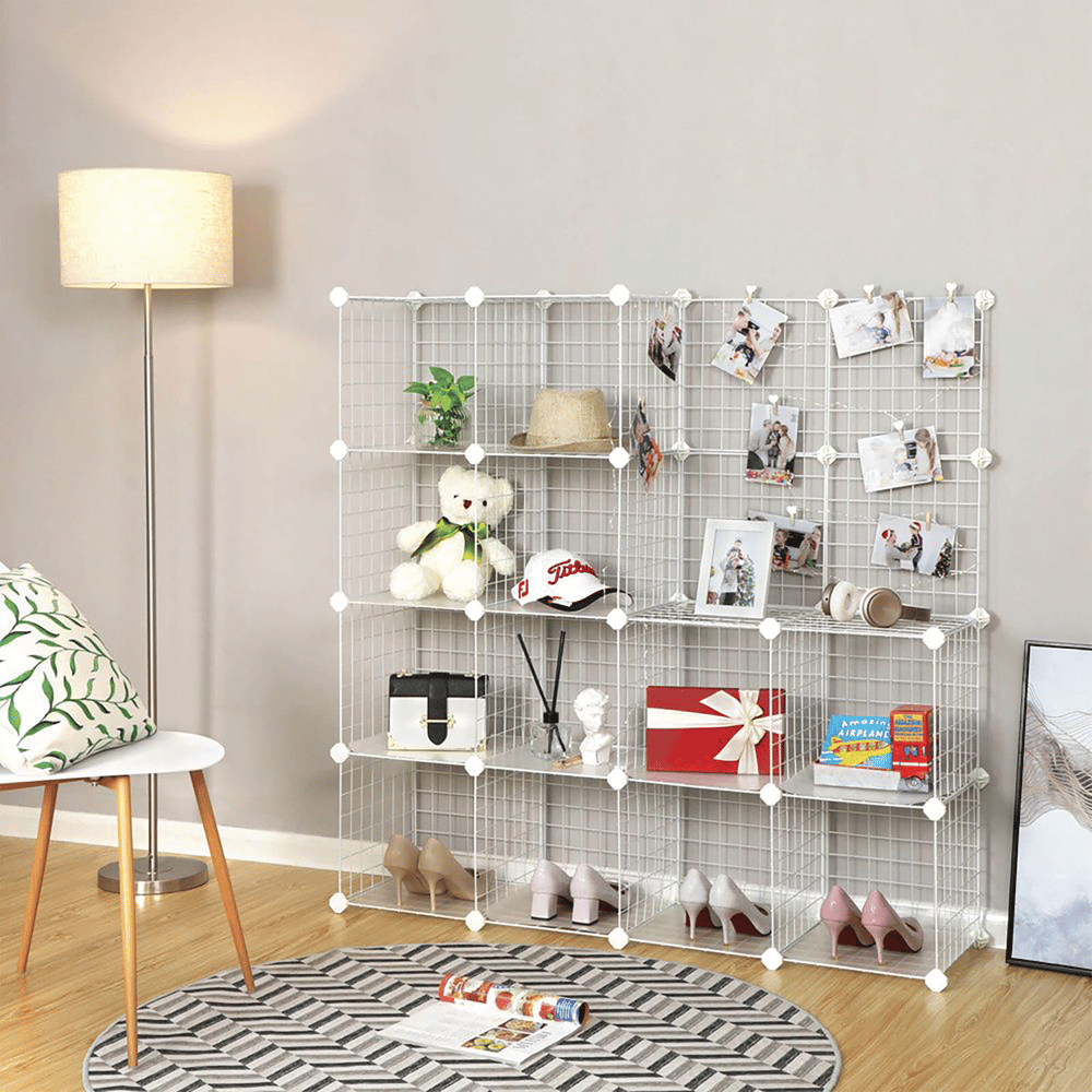 16'lı Tel Küp Çok Amaçlı Organizer Raf Beyaz 33cm