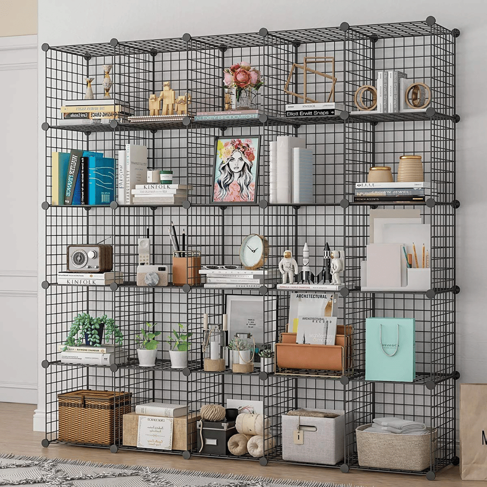 25'li Tel Küp Çok Amaçlı Organizer Raf Siyah 33cm