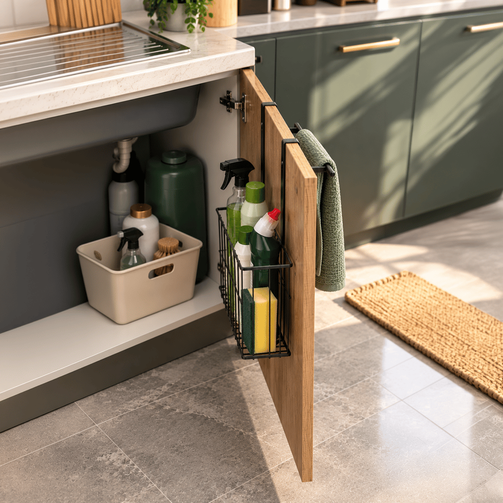 Decorelax Dolap Kapağına Geçmeli Metal Havlu Askılı Organizer Siyah – Delmesiz Dolap İçi & Dışı Mutfak Banyo Düzenleyici Raf
