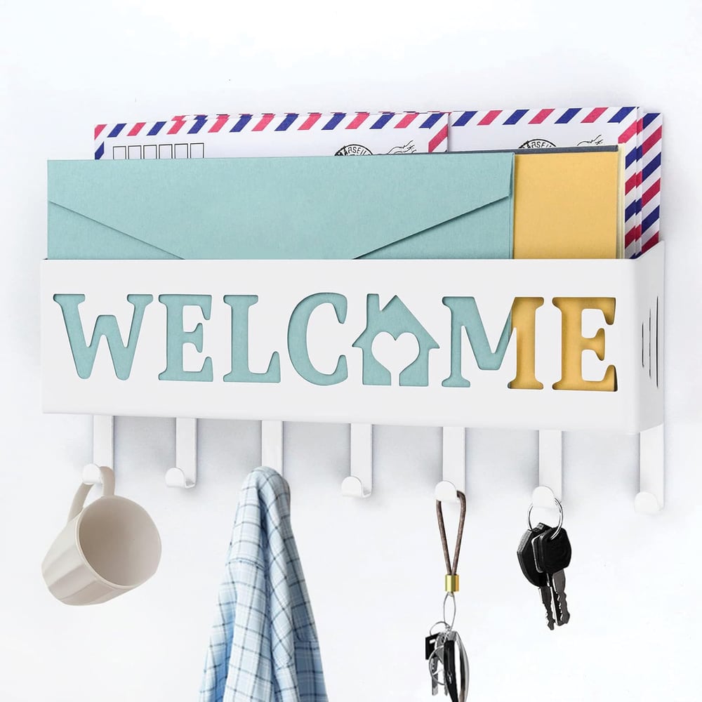 Welcome Temalı Beyaz Raflı Anahtarlık