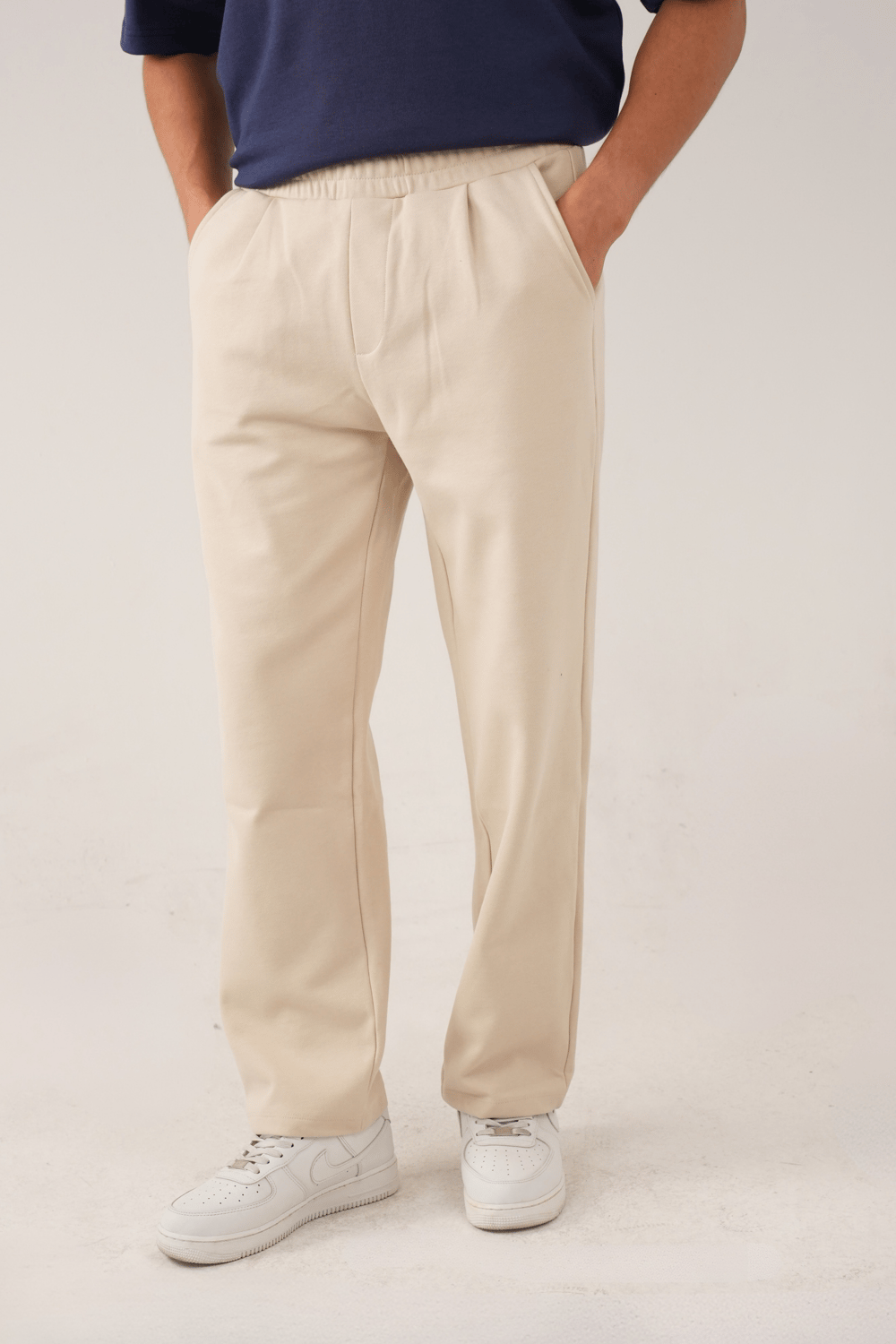 Bej Pamuk Karışımlı Relaxed Fit Pantolon