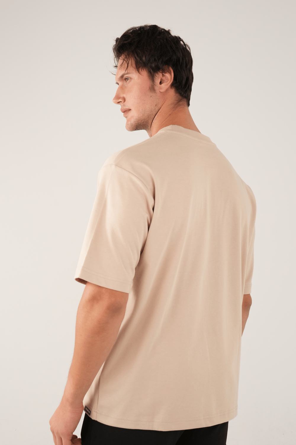 Bisiklet Yaka Bej T-Shirt