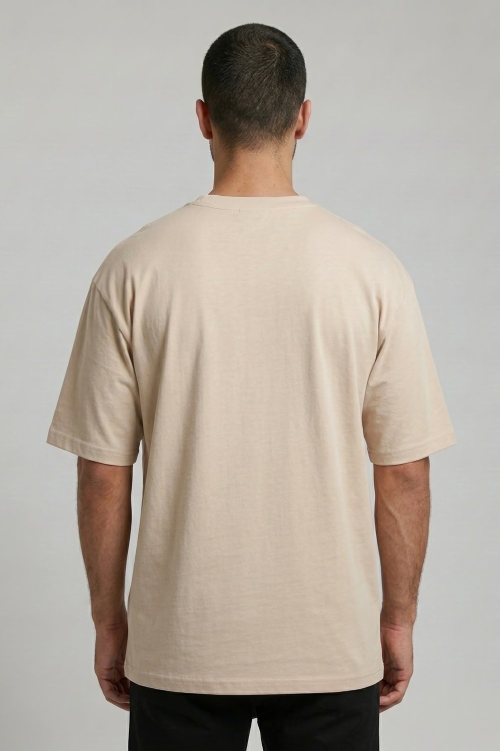 Bisiklet Yaka Bej T-Shirt