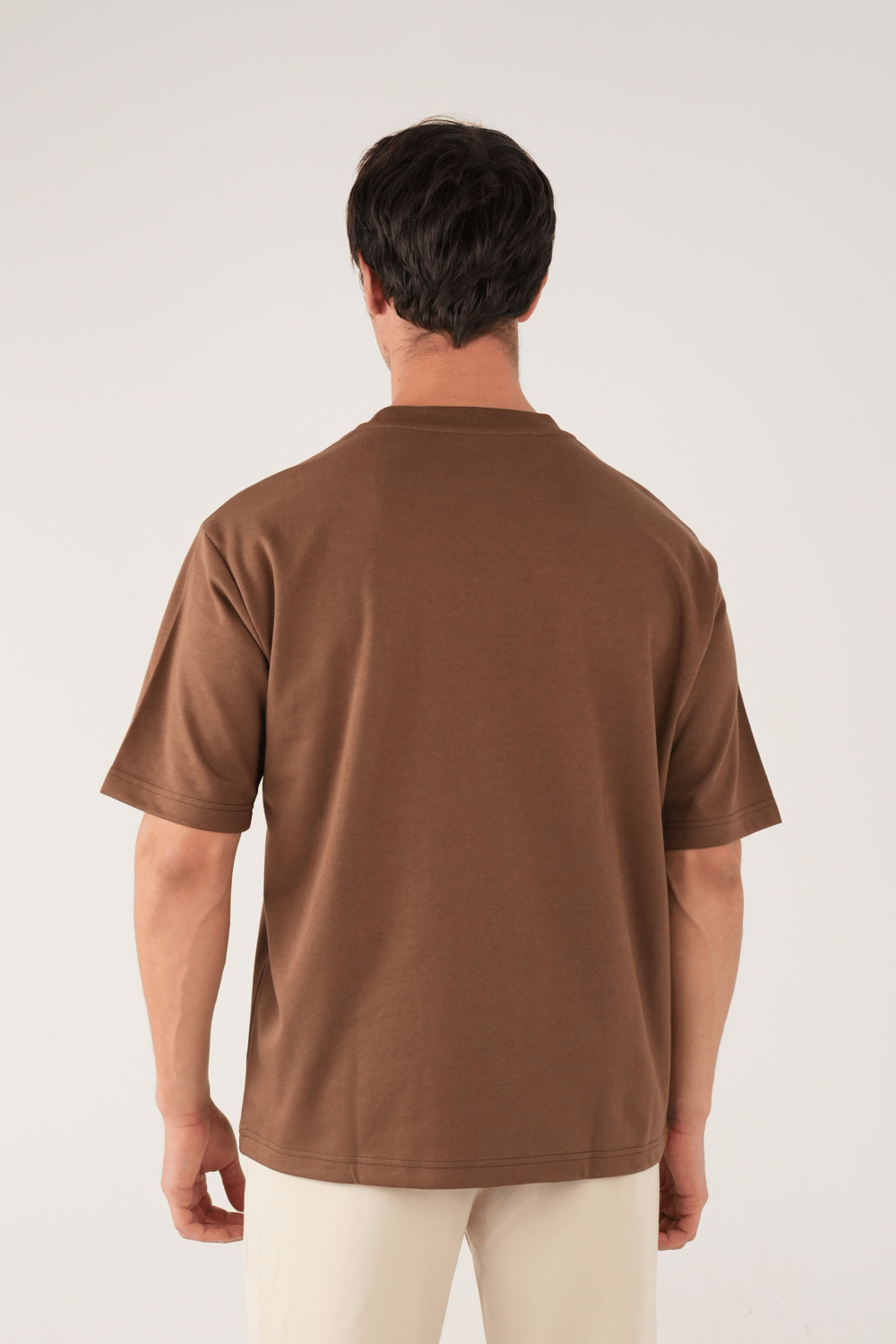 Bisiklet Yaka Kahverengi T-Shirt