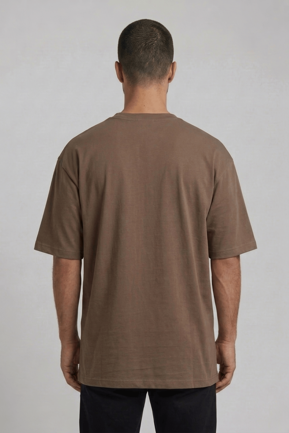 Bisiklet Yaka Kahverengi T-Shirt