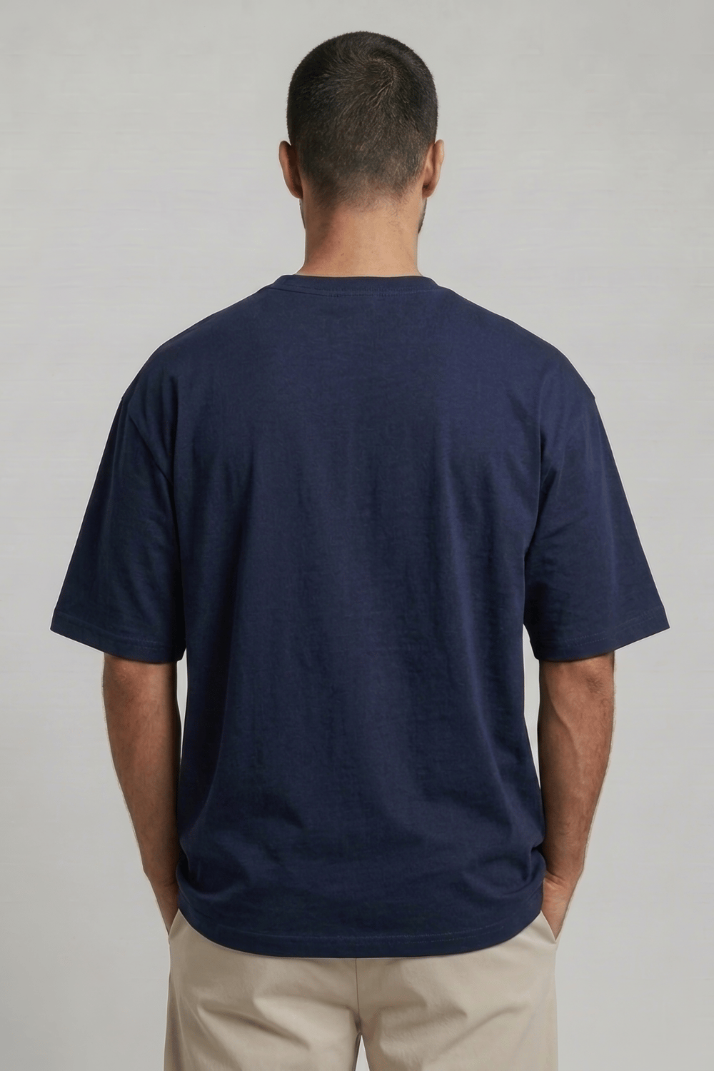 Bisiklet Yaka Mavi T-Shirt