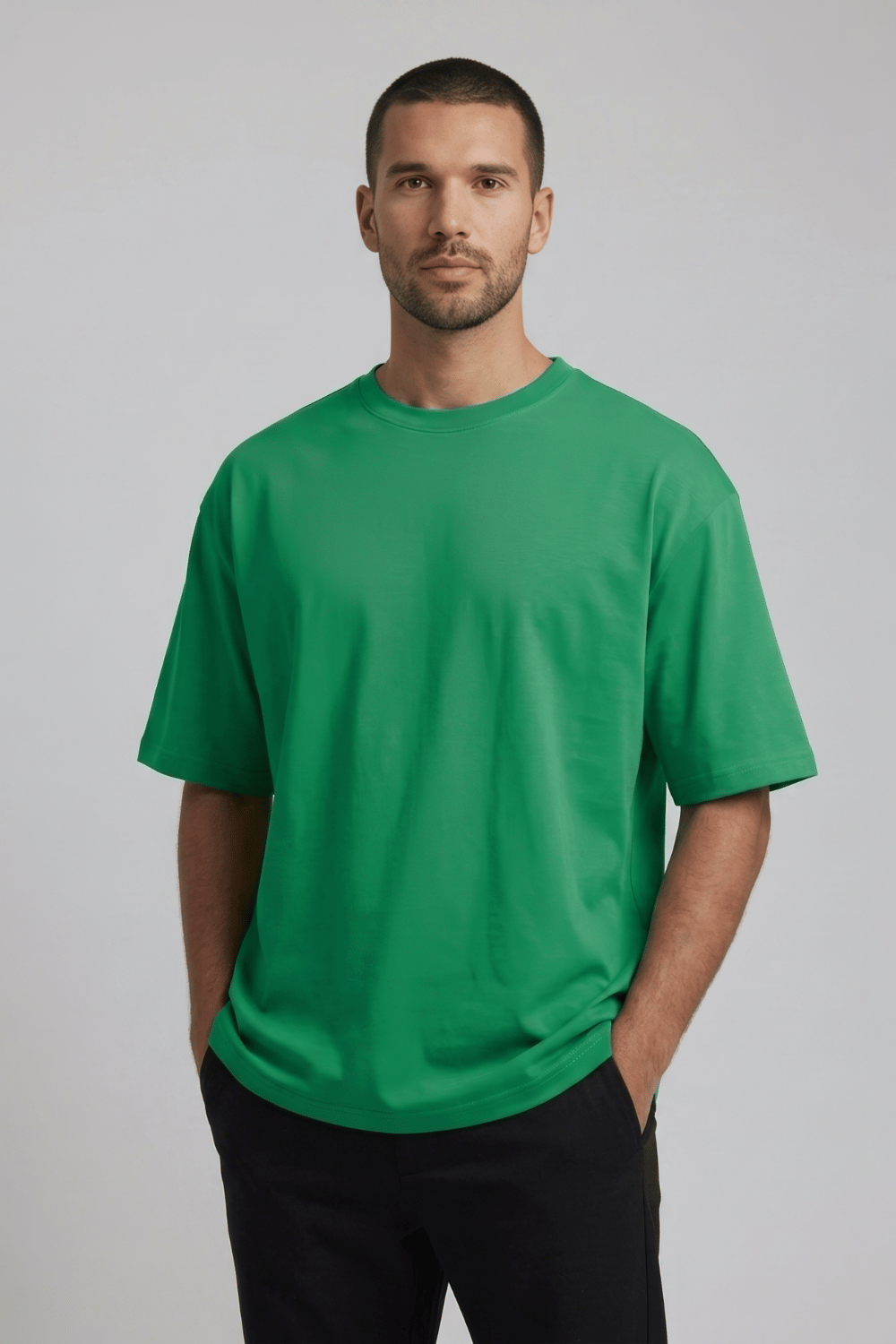 Bisiklet Yaka Yeşil T-Shirt