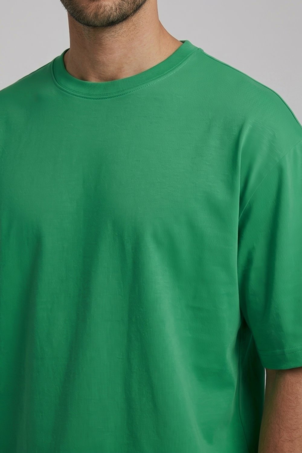 Bisiklet Yaka Yeşil T-Shirt