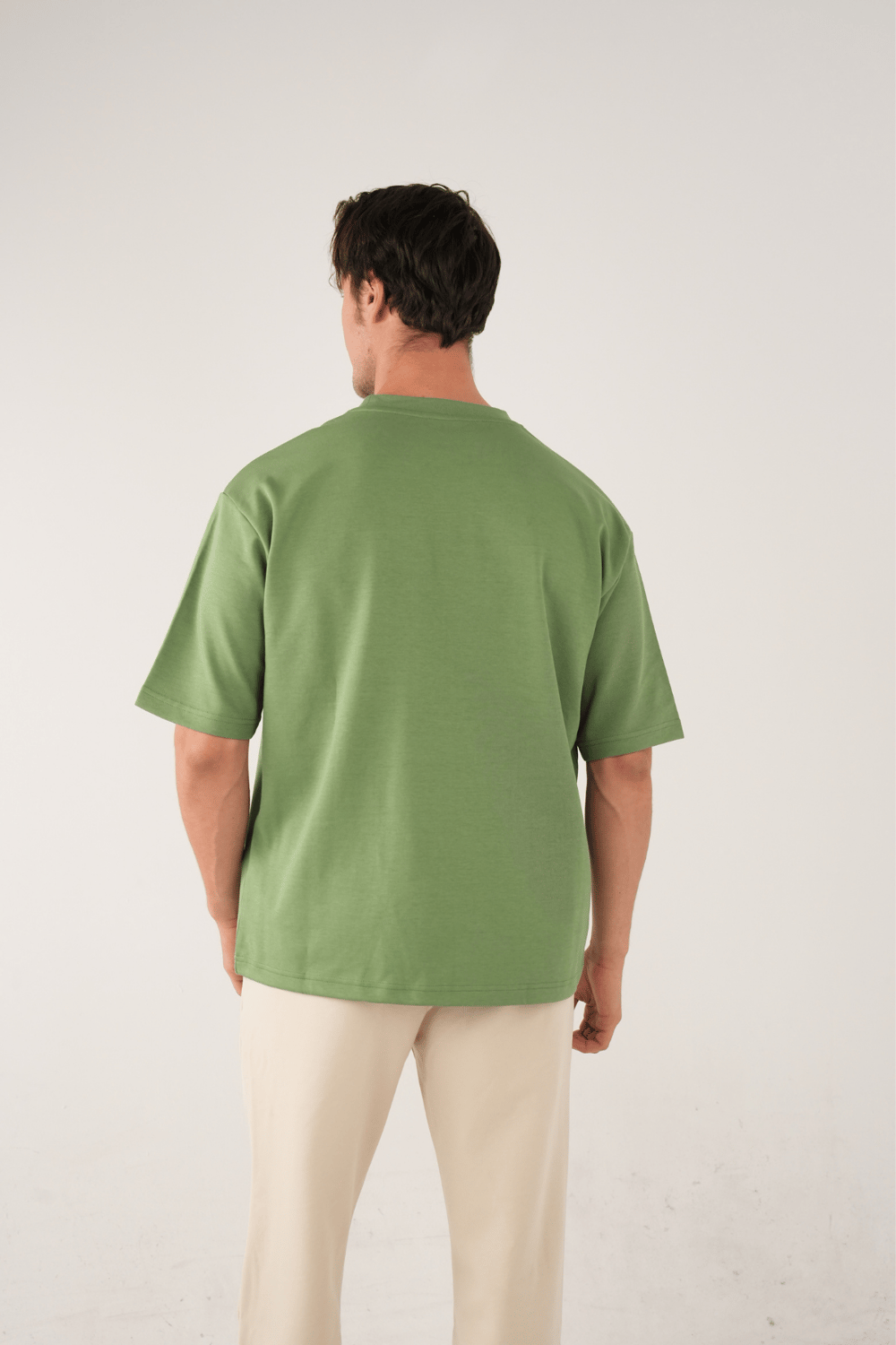 Bisiklet Yaka Yeşil T-Shirt