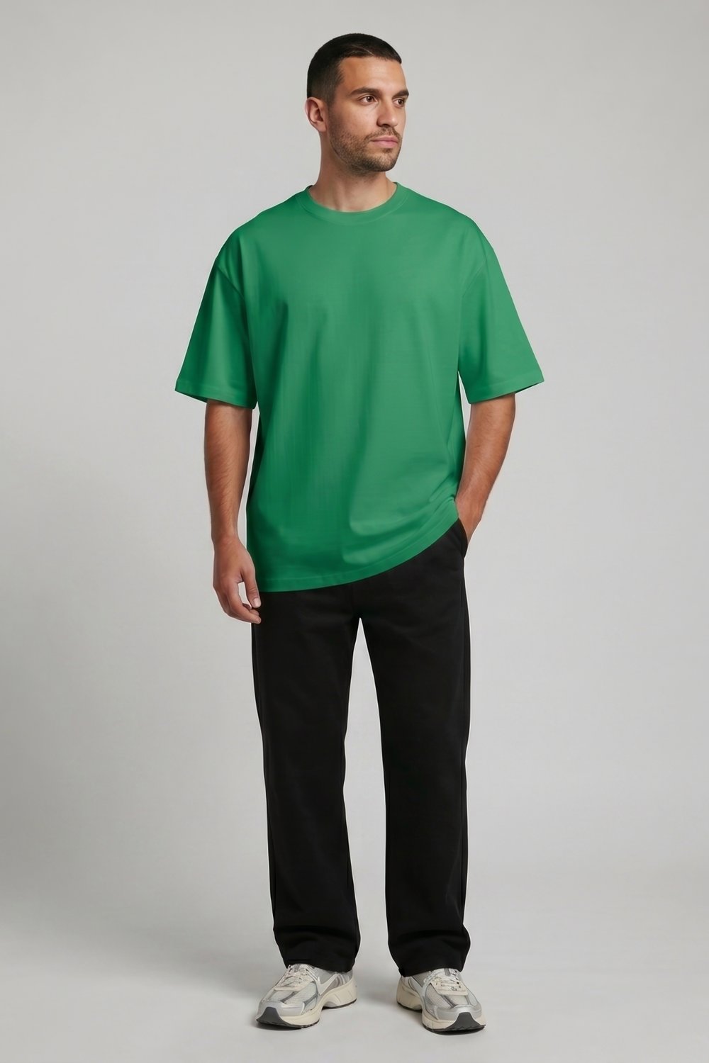 Bisiklet Yaka Yeşil T-Shirt