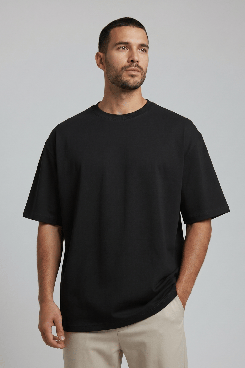 Bisiklet Yaka Siyah T-Shirt