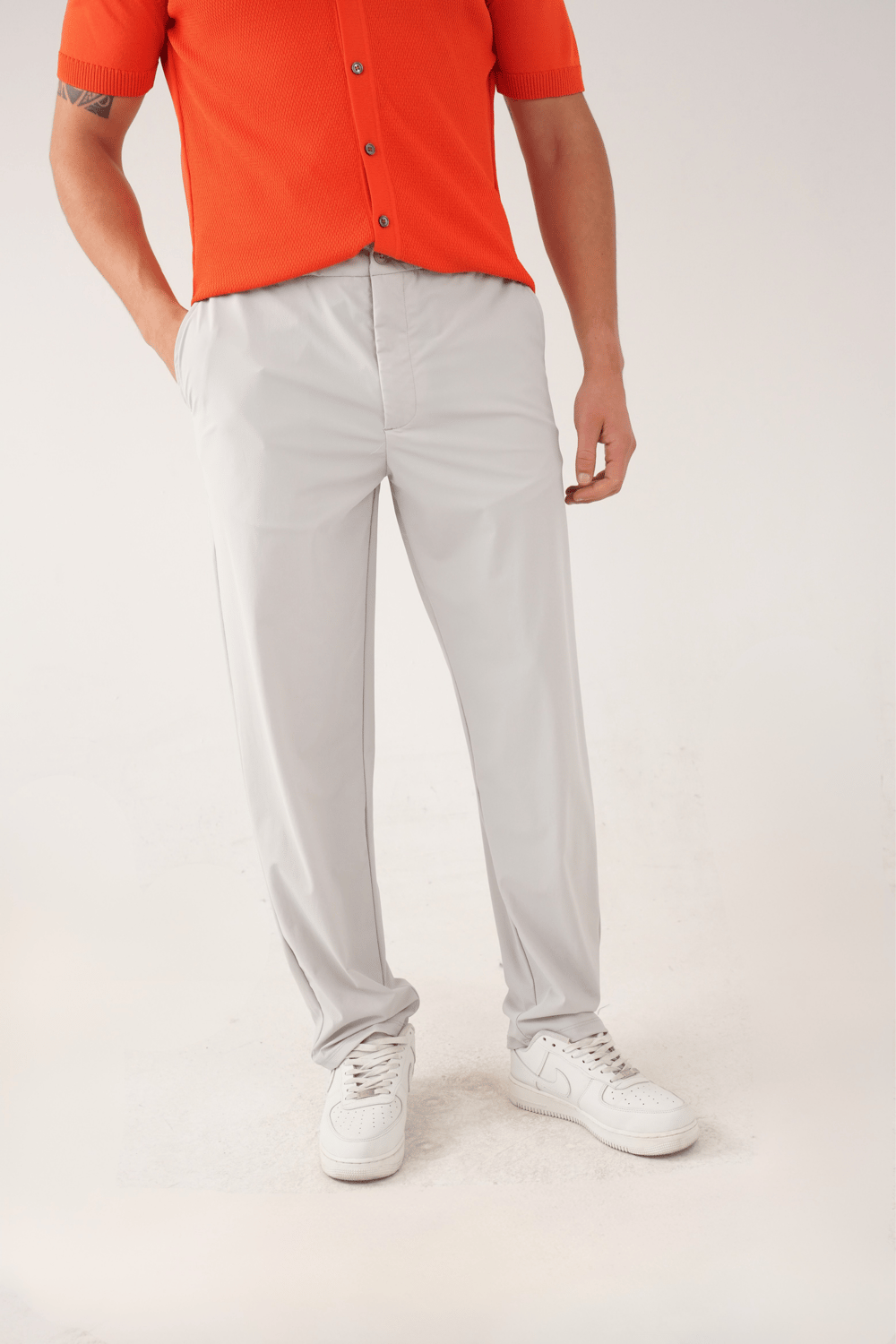 Gri Stretch Relaxed Fit Pantolon