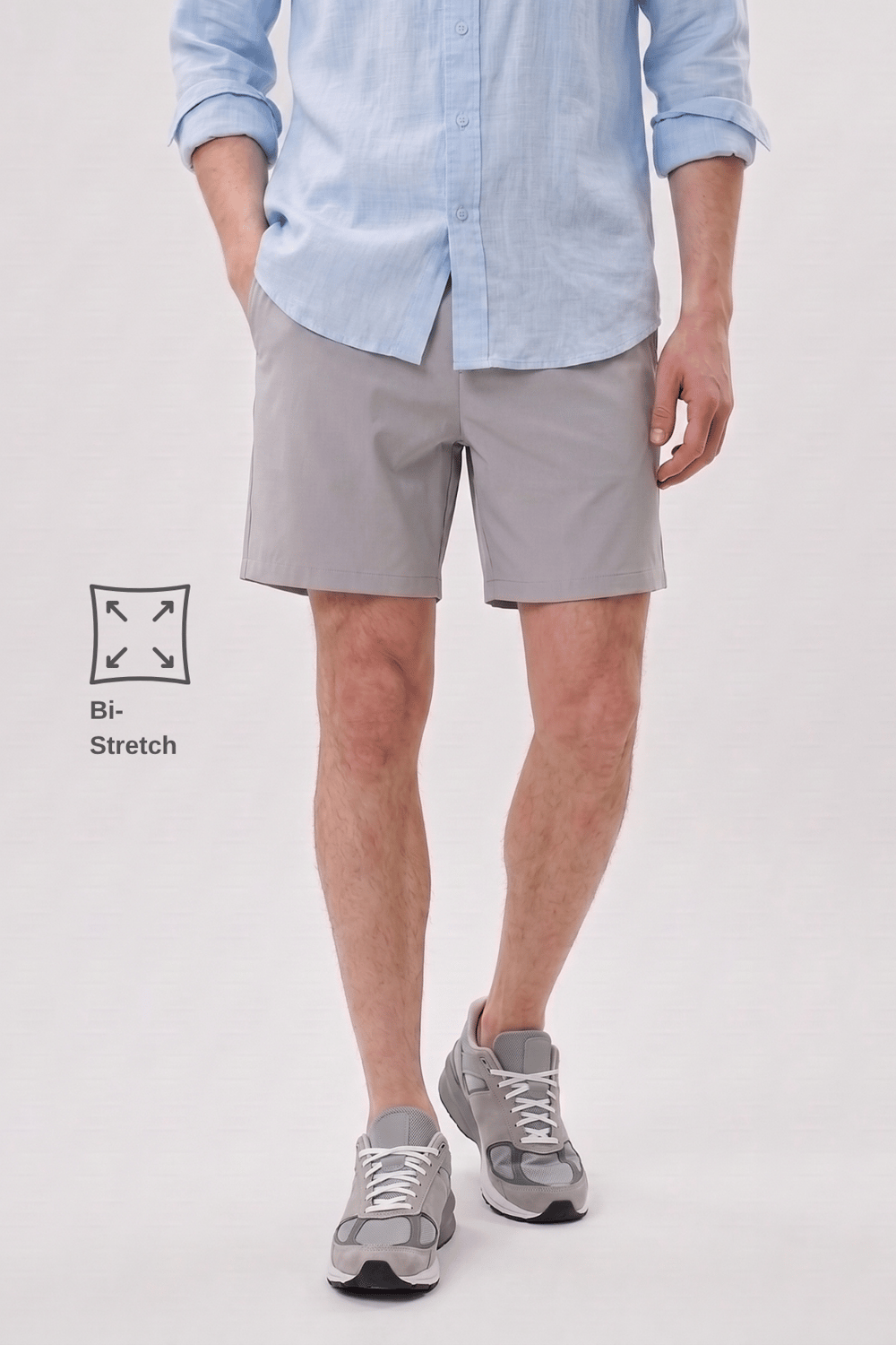 Gri Stretch Relaxed Fit Şort