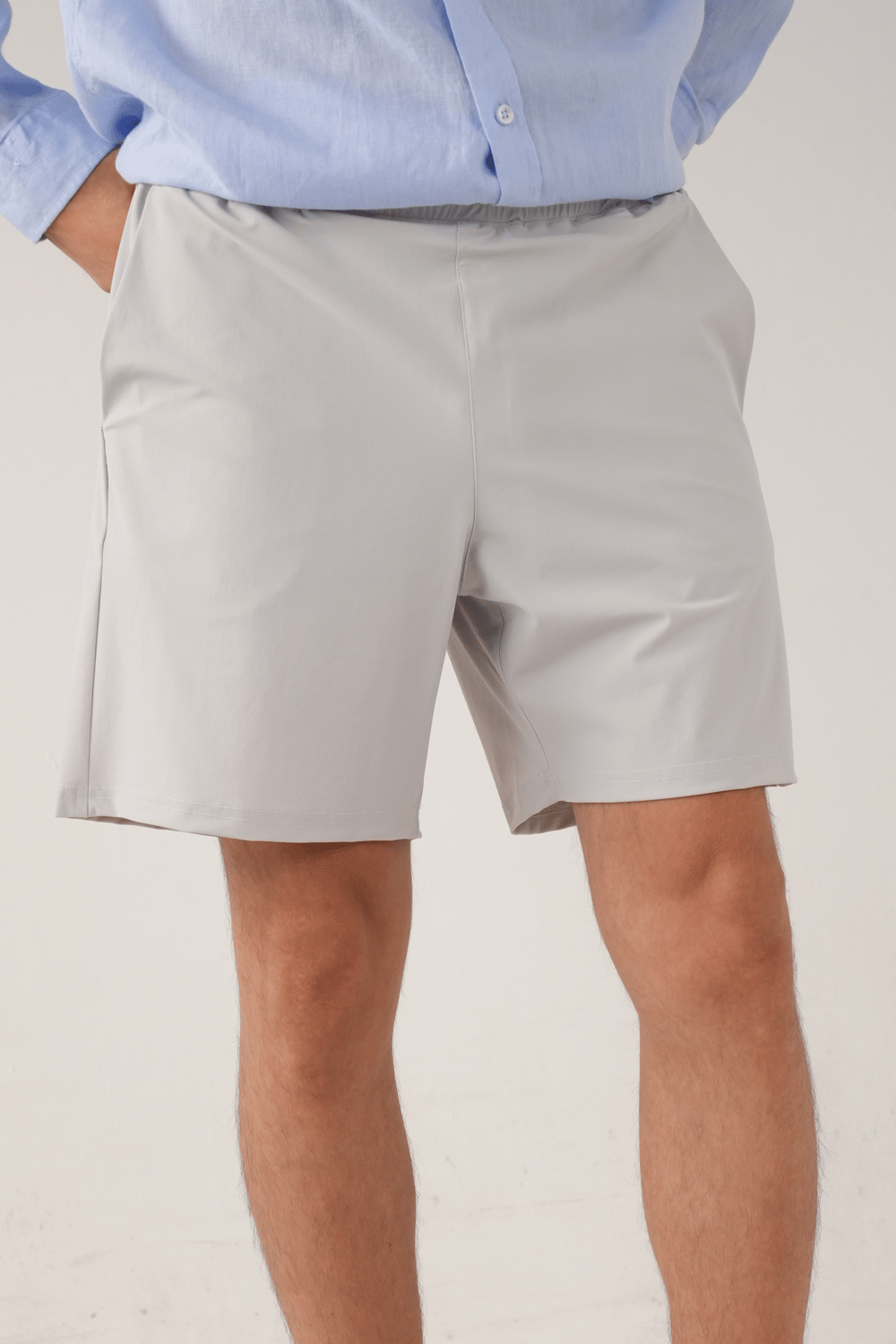 Gri Stretch Relaxed Fit Şort