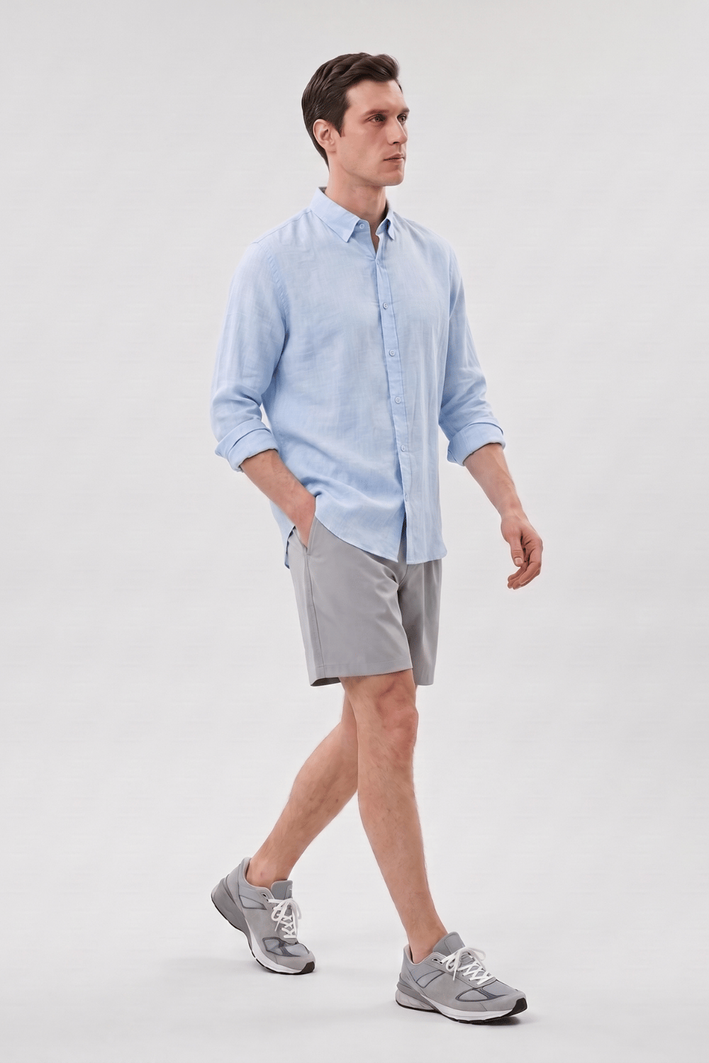 Gri Stretch Relaxed Fit Şort