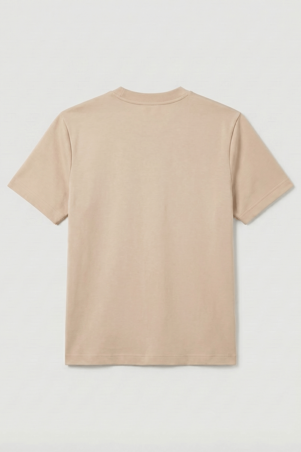 Kadın İnterlok Pamuklu Bisiklet Yaka Bej T-shirt