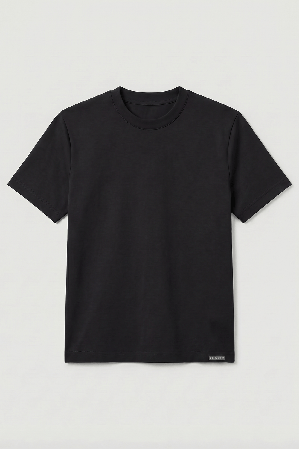 Kadın İnterlok Pamuklu Bisiklet Yaka Siyah T-shirt