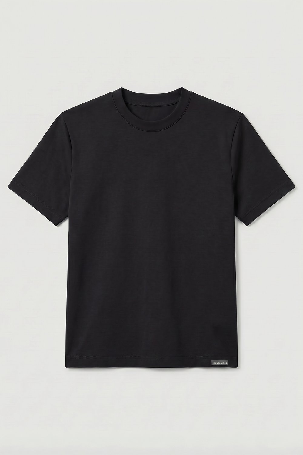 Kadın İnterlok Pamuklu Bisiklet Yaka Siyah T-shirt