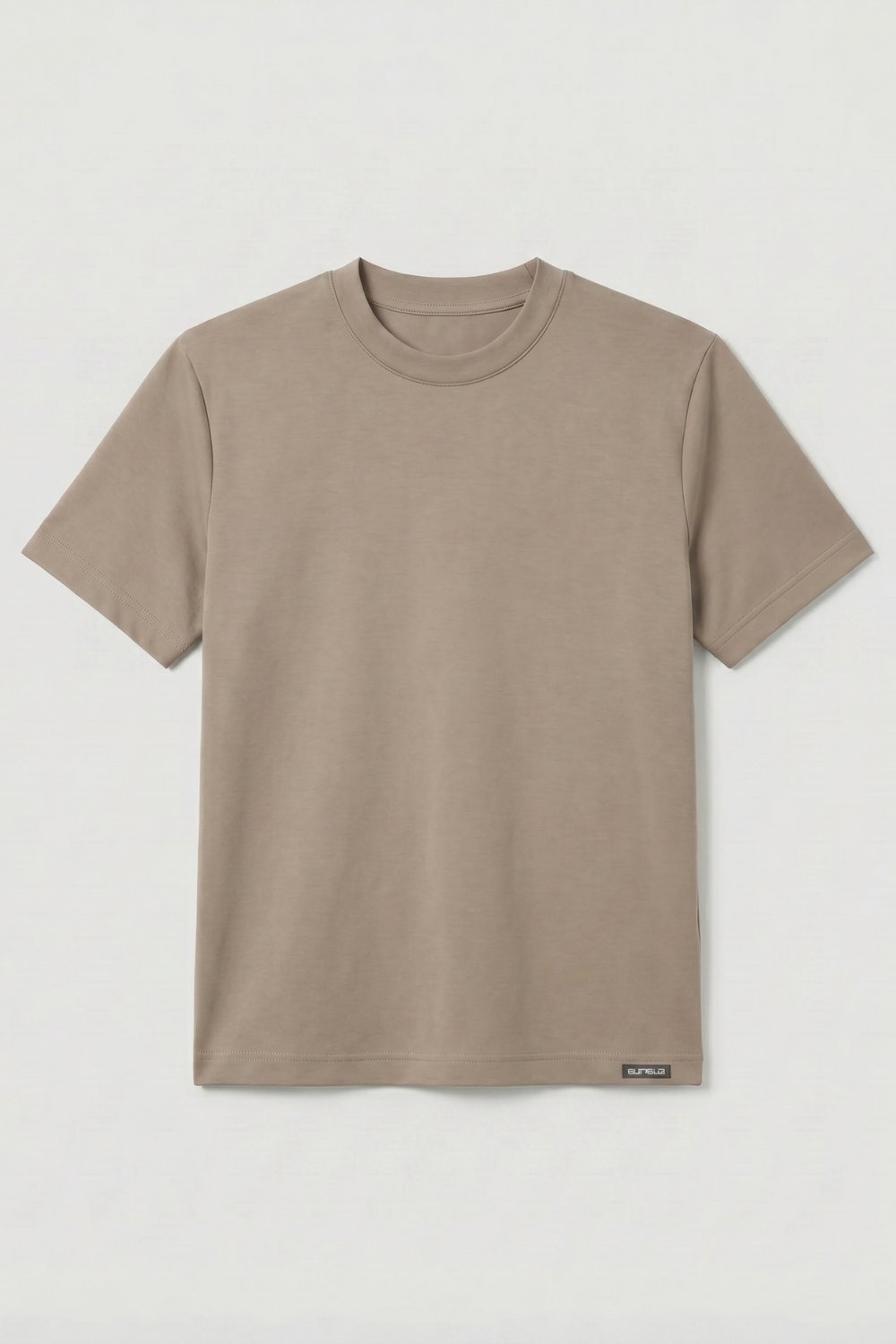 Kadın İnterlok Pamuklu Bisiklet Yaka Vizon T-shirt