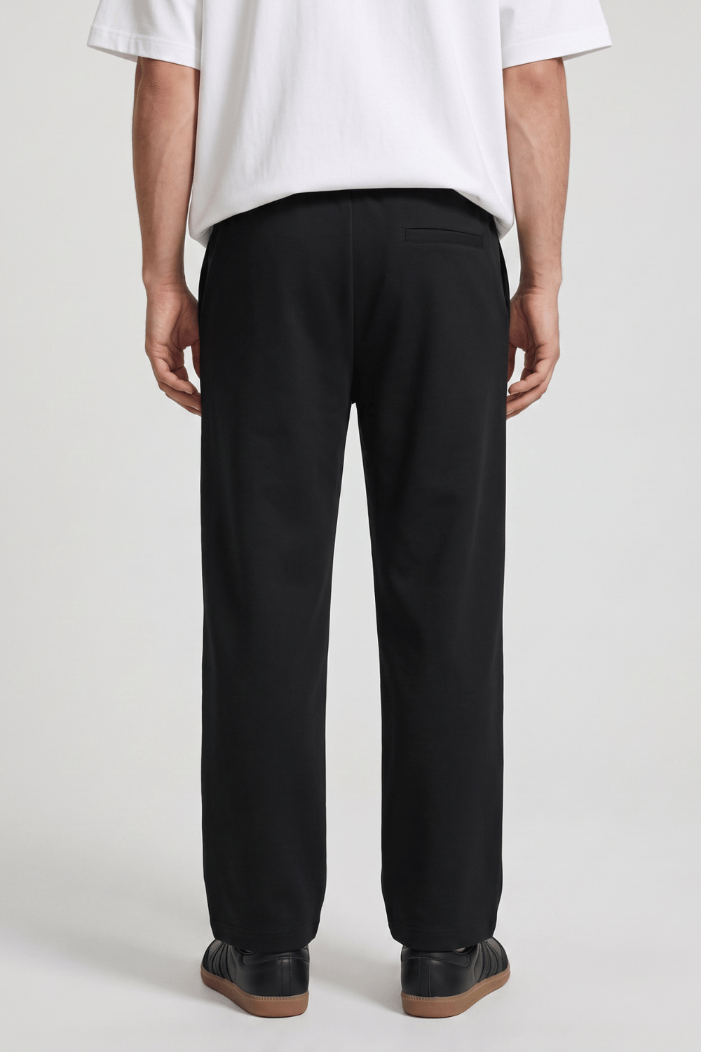 Siyah Pamuk Karışımlı Relaxed Fit Pantolon