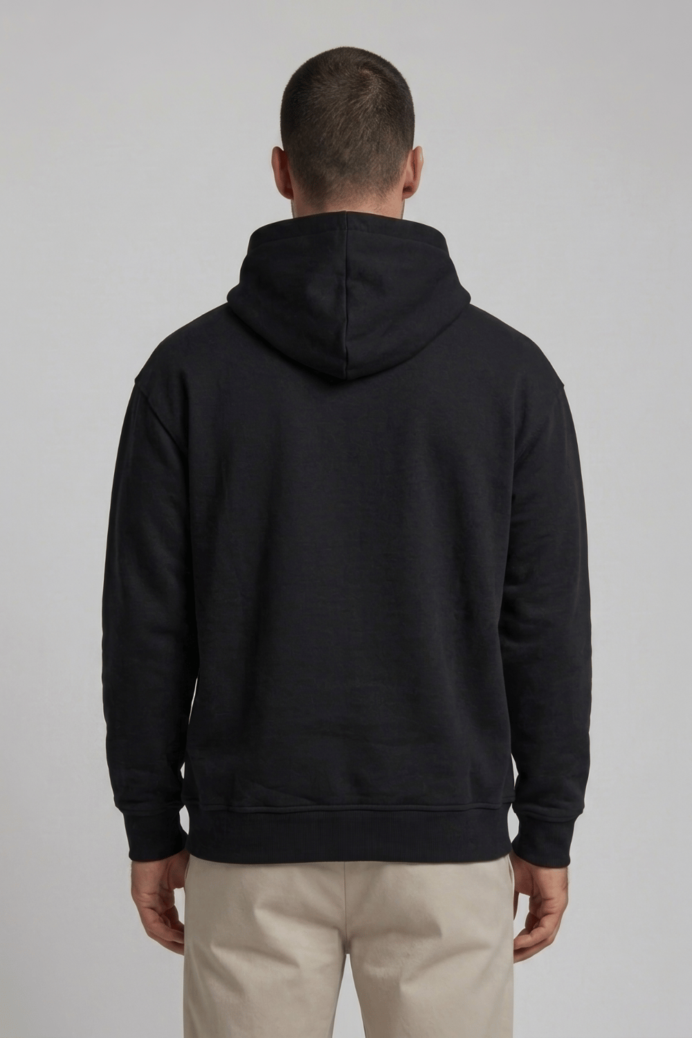 Siyah Şardonlu Pamuklu Hoodie