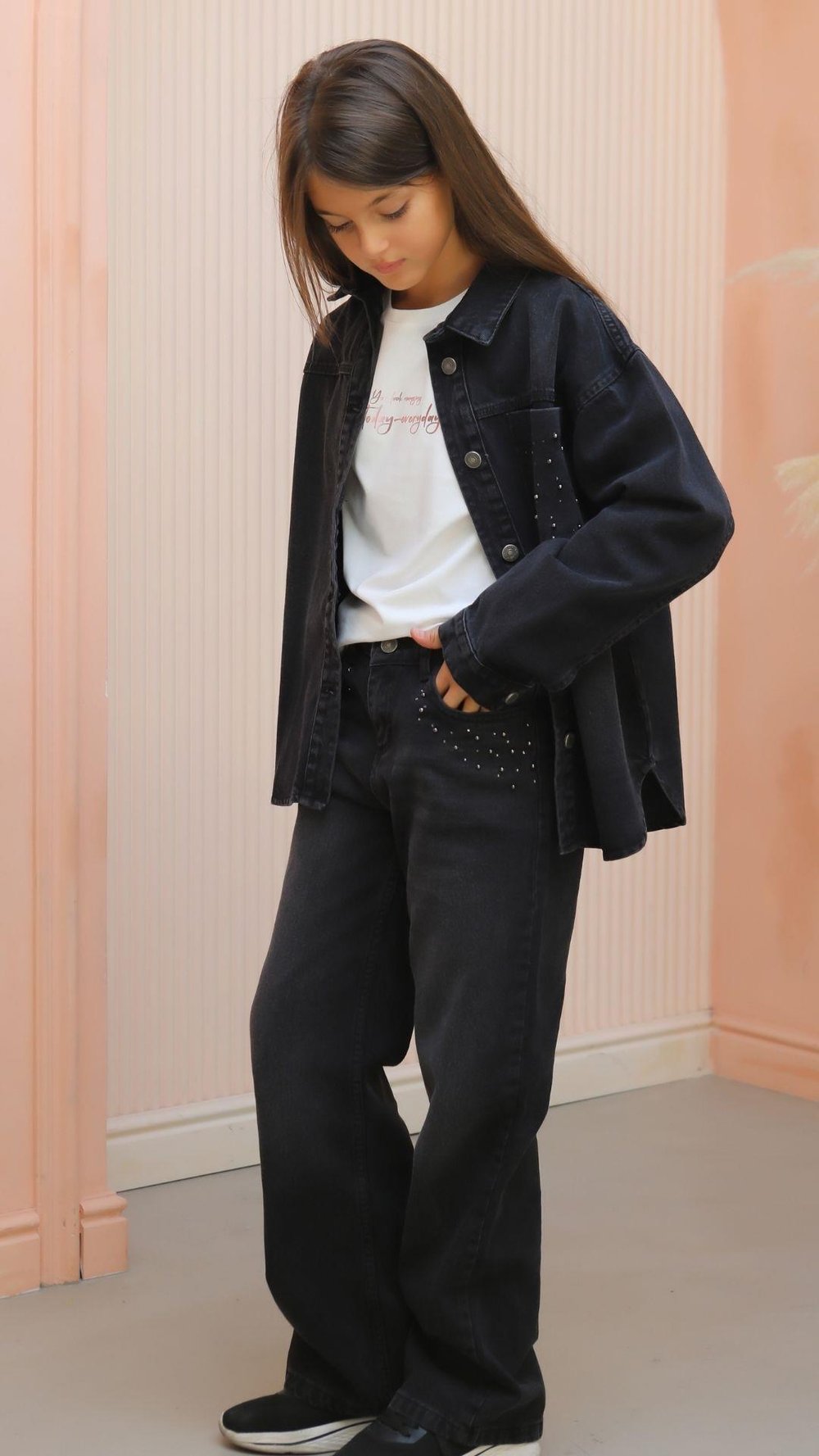 İNCİ TAŞLI KIZ KOT CEKET