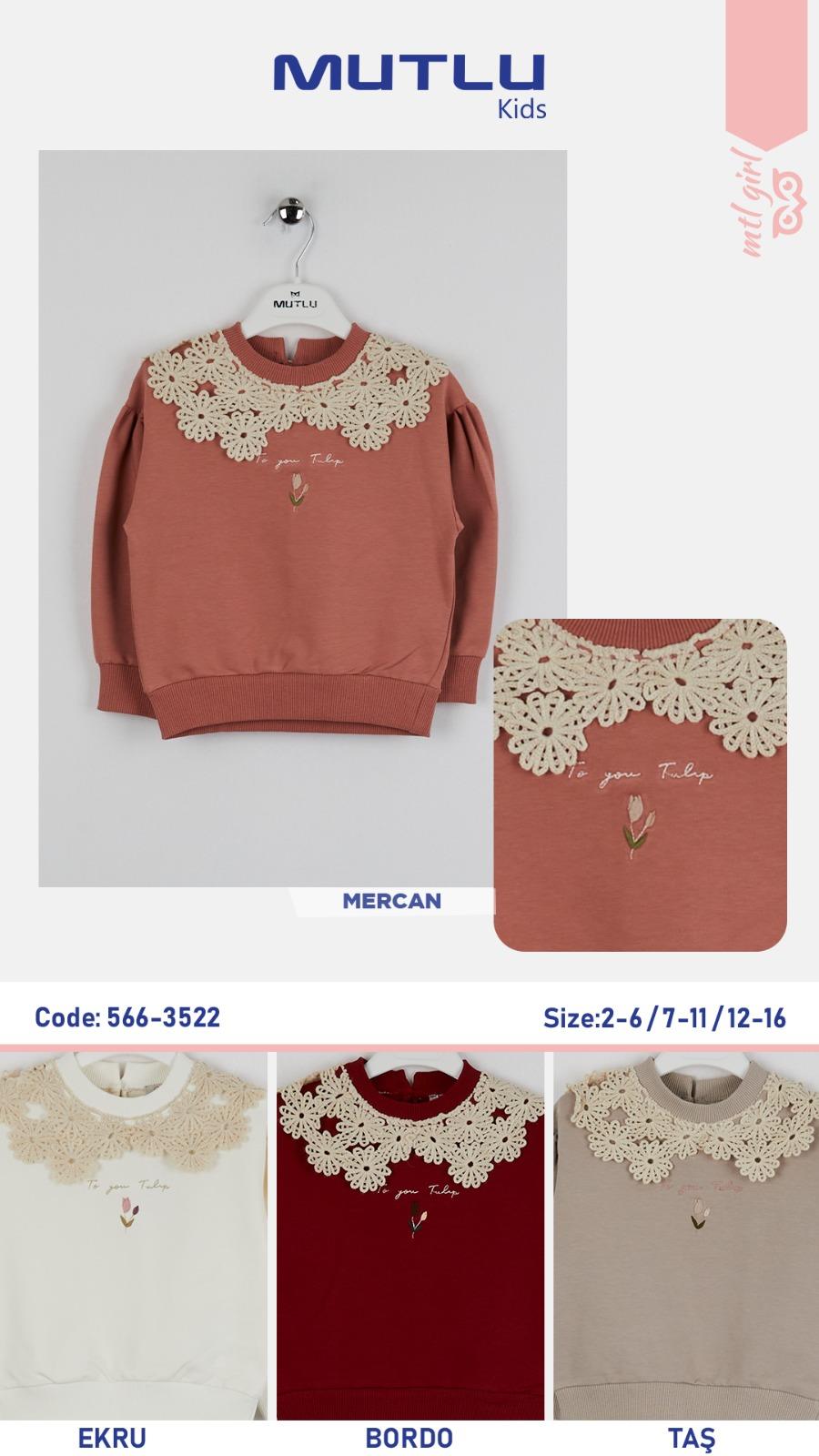 YAKA DETAYLI KIZ SWEATSHIRT