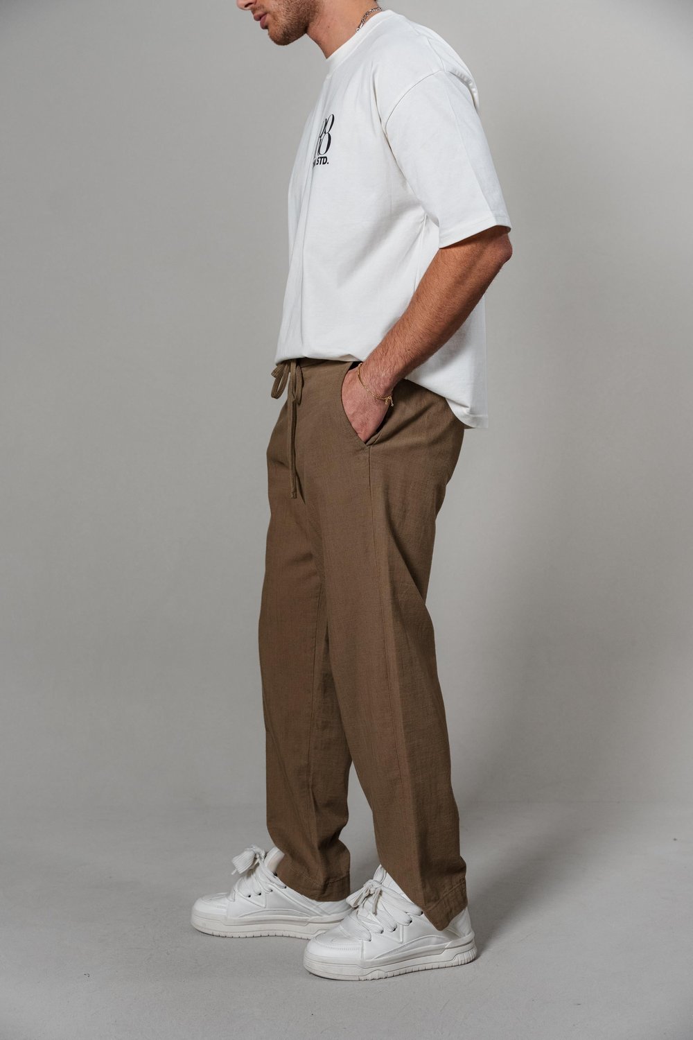 BAGGY KAHVERENGİ KETEN PANTOLON R8-5086-2