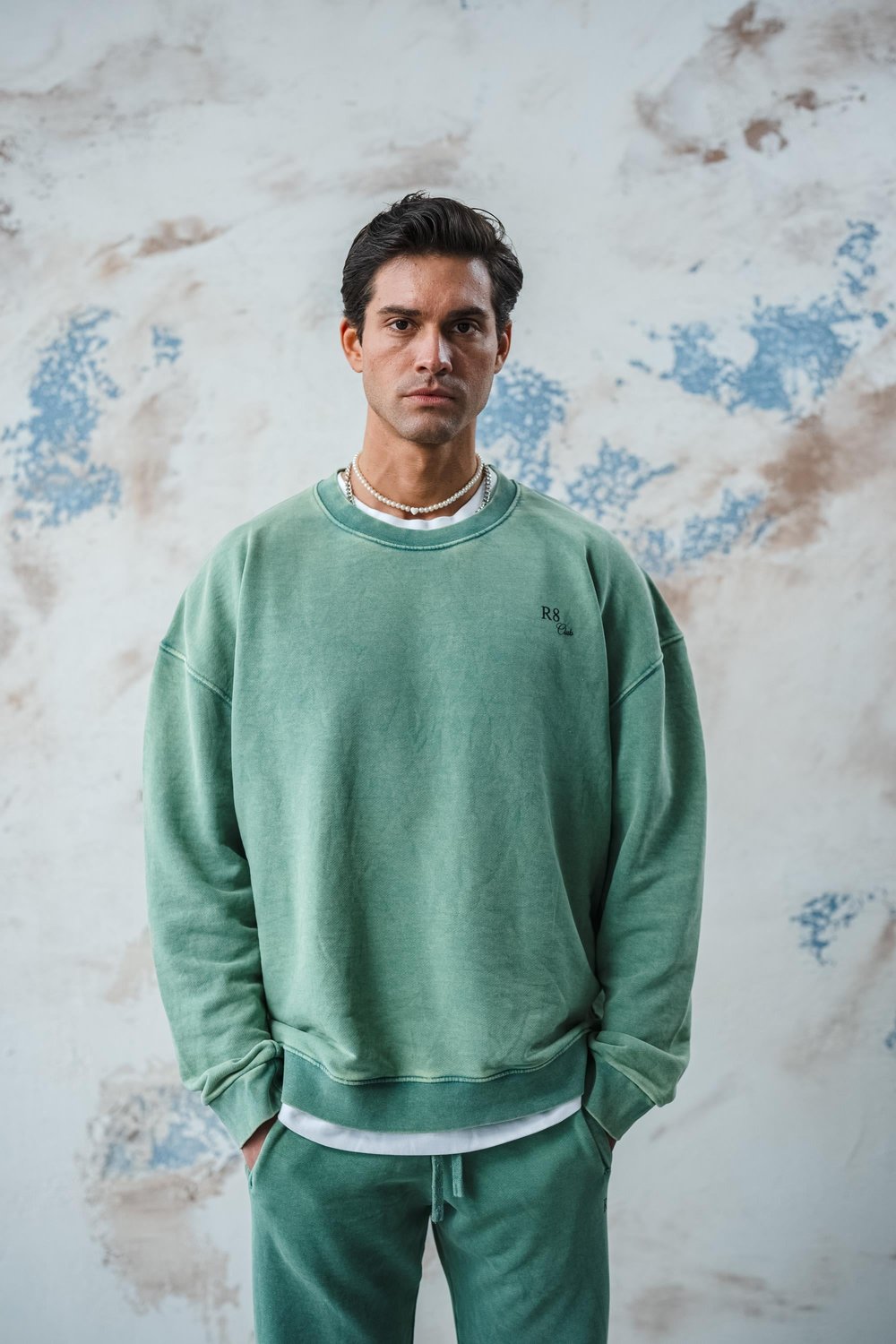YEŞİL YIKAMALI SWEATSHIRT
