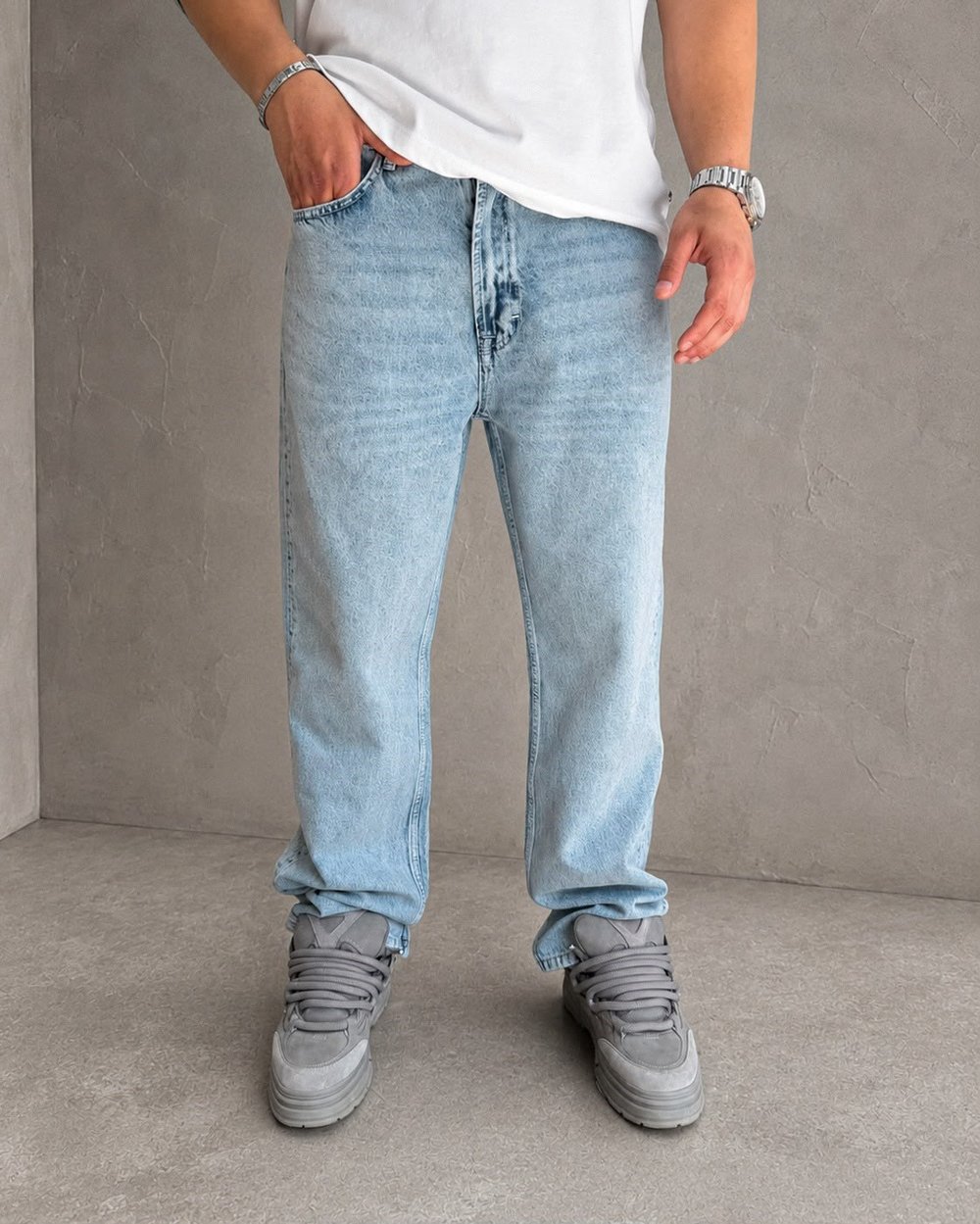 YIKAMALI AÇIK MAVI BAGGY PANTOLON 5201-2