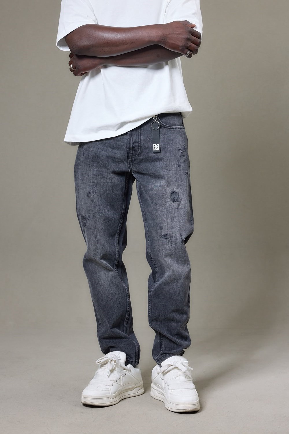 YIRTIK DETAYLI ANTRASİT BOYFRİEND PANTOLON 5185