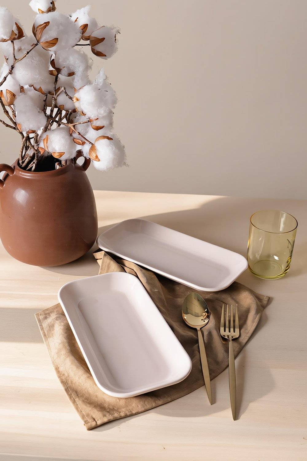 Krem Pergamon Kayık Tabak 26 Cm 2 Adet 030