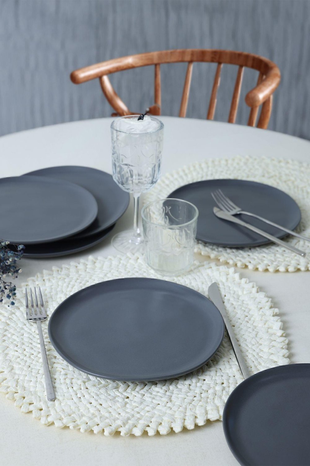Mat Gri Sardes Pasta Tabağı 22 Cm 6 Adet 959