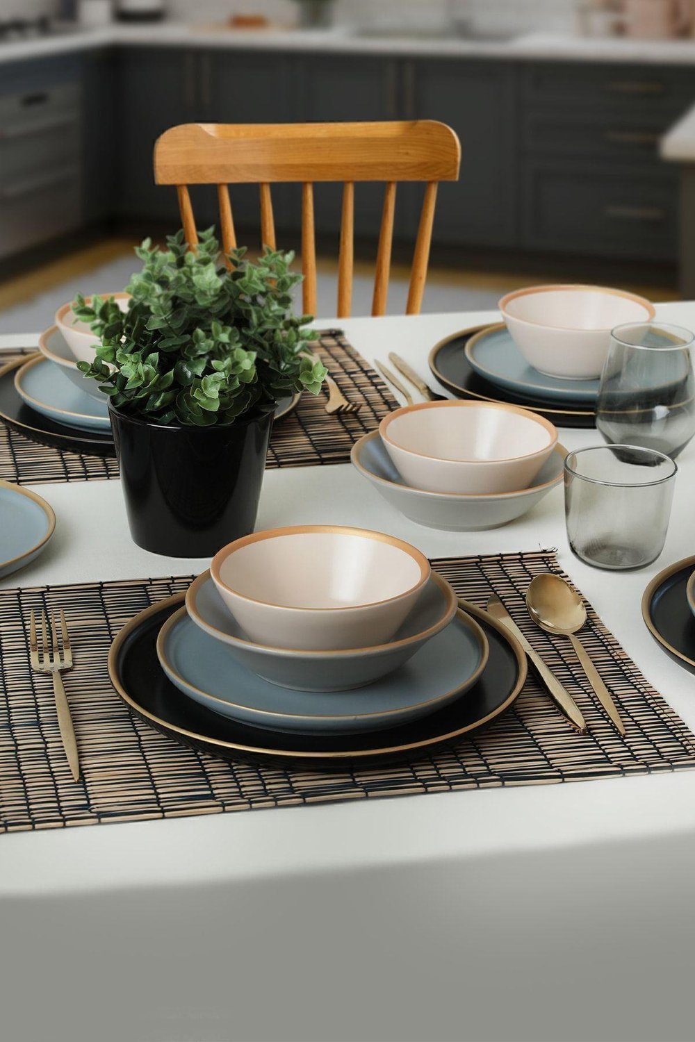 Safir Gri Yemek Takımı 6 Kişilik 24 Parça 624-995