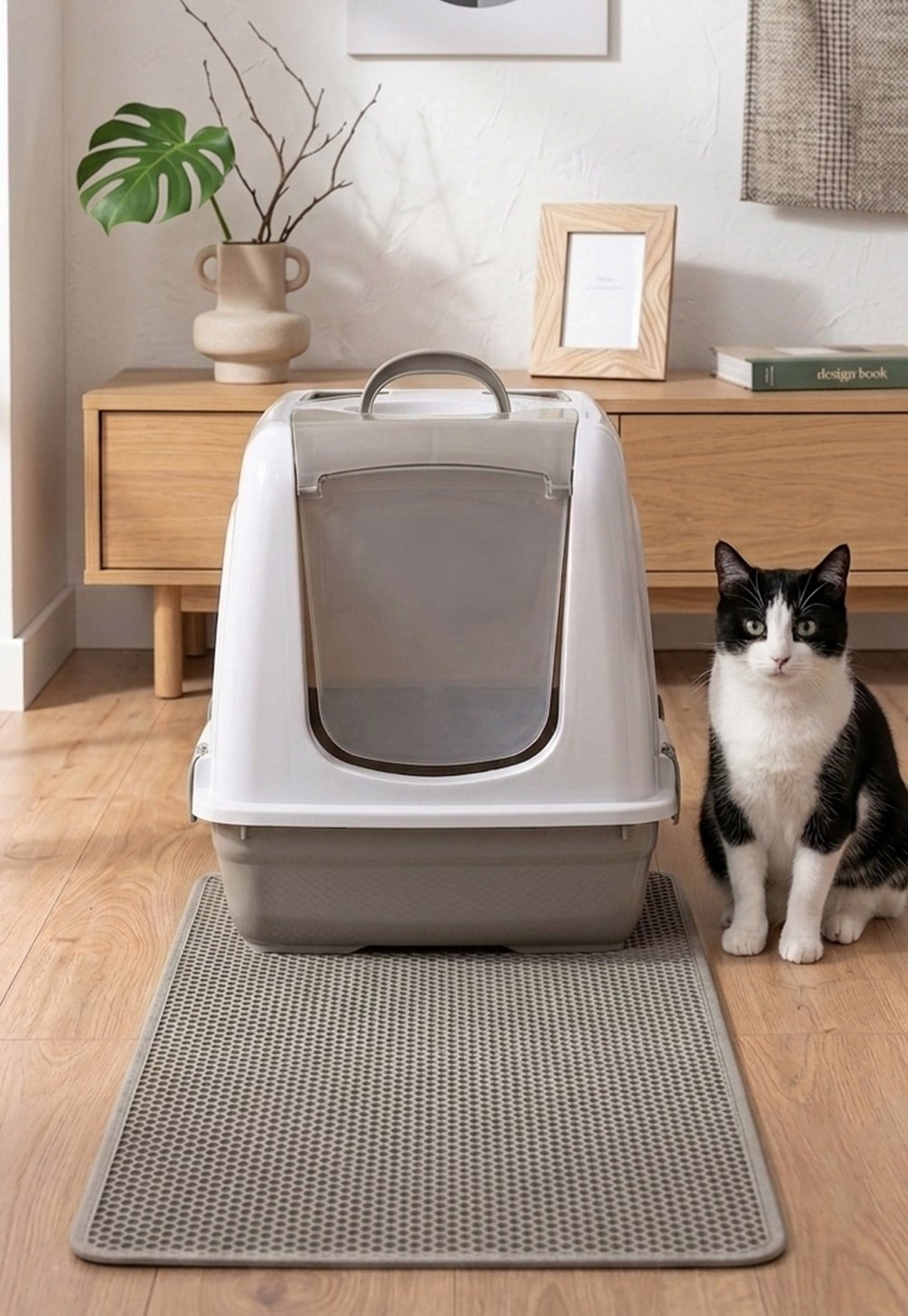 Kapalı Kedi Tuvaleti + Elekli Paspas Seti (Kürek Hediyeli)