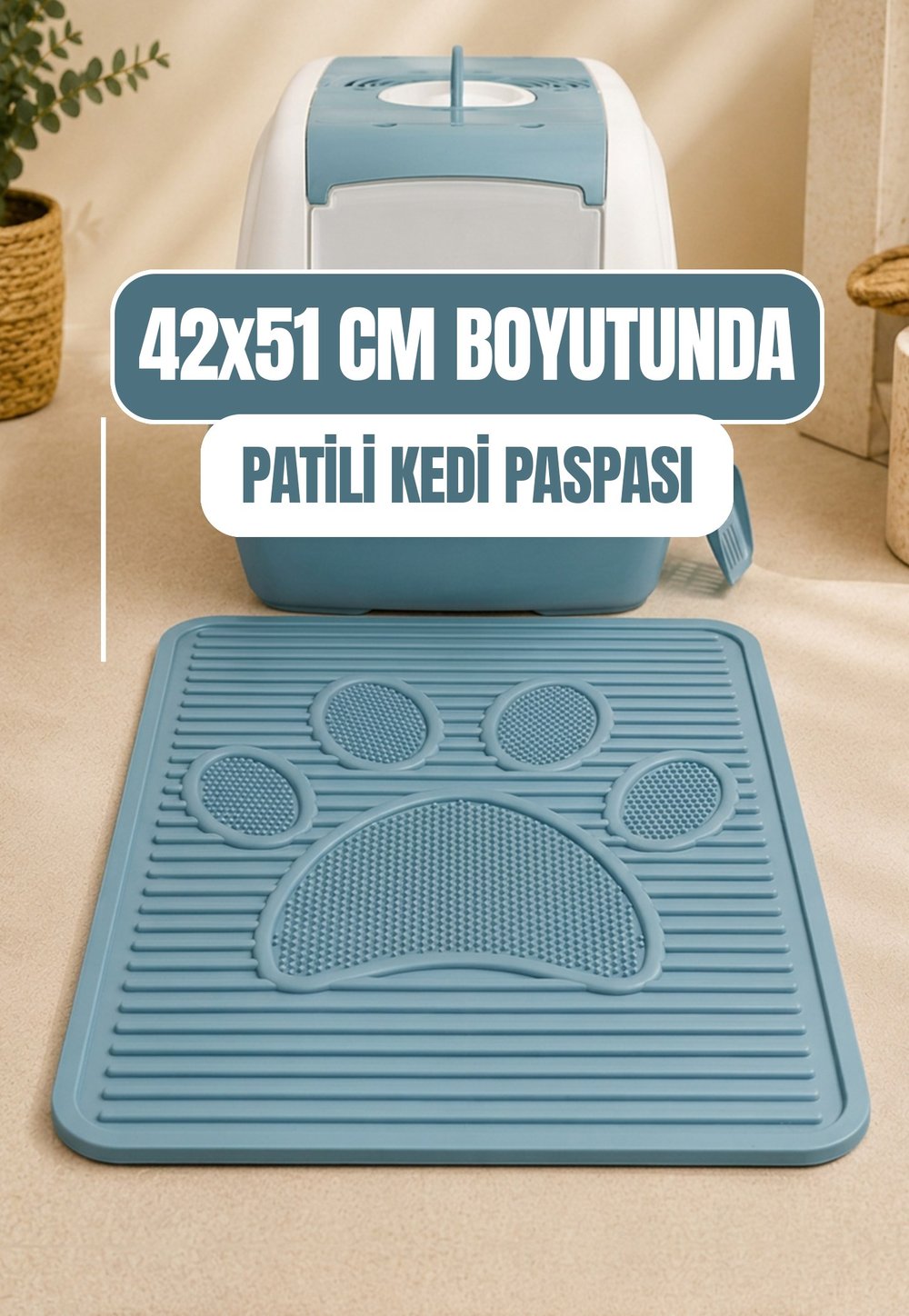 Plastik Pati Desenli Kedi Kum Paspası 