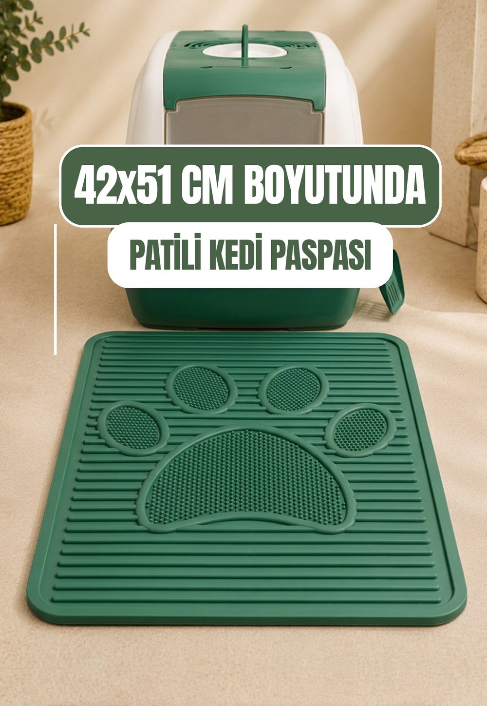 Plastik Pati Desenli Kedi Kum Paspası 