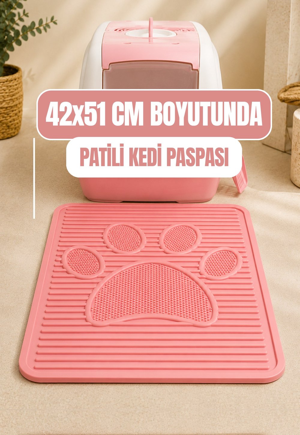 Plastik Pati Desenli Kedi Kum Paspası 