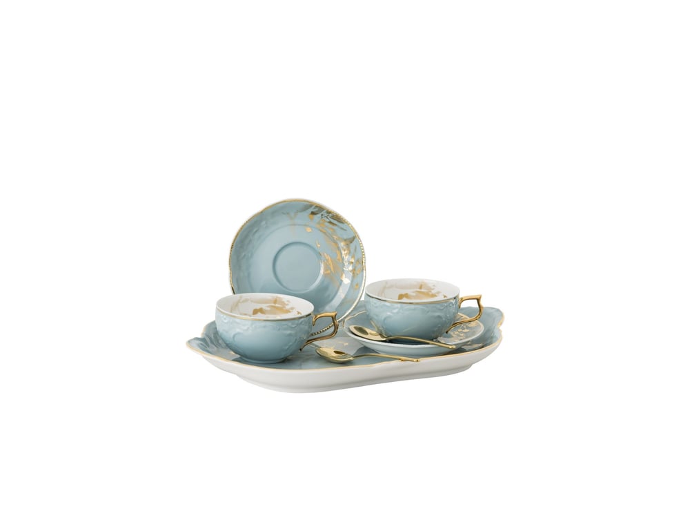 Oval Servis 33 cm + Çay Set 6 Parça Midas Blue