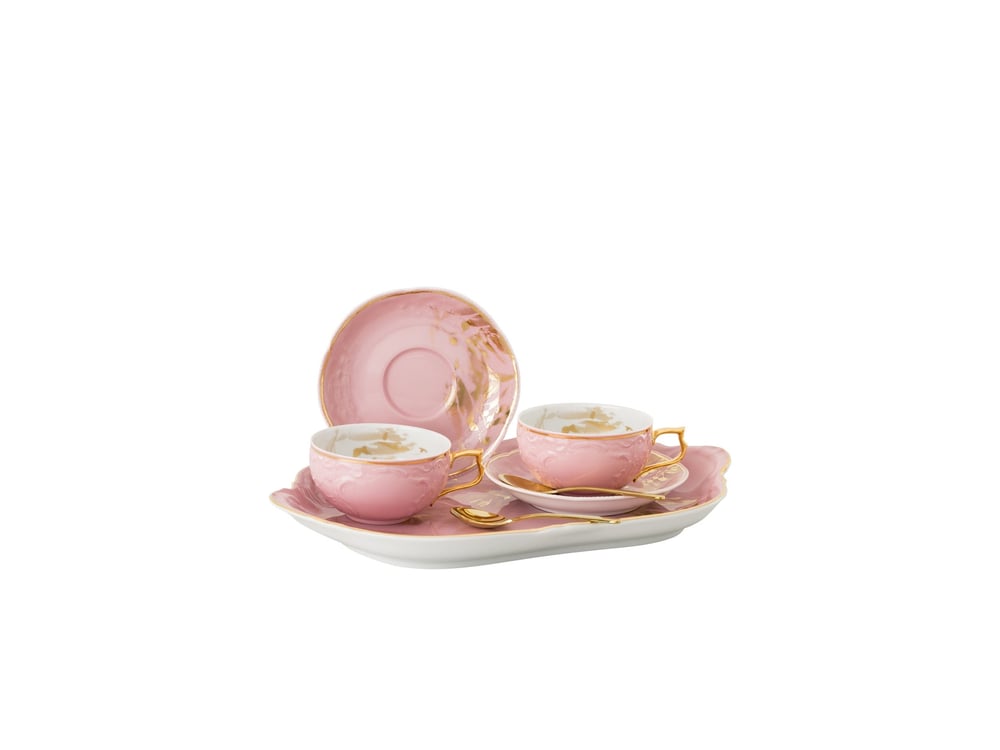 Oval Servis 33 cm + Çay Set 6 Parça Midas Rose