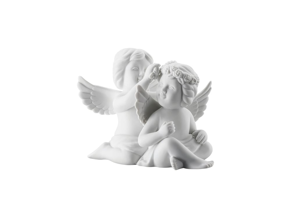 Pair Angels with Floral Wreath 8 cm