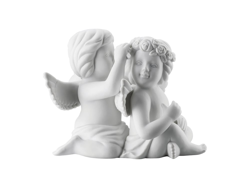 Pair Angels with Wreath 11 cm