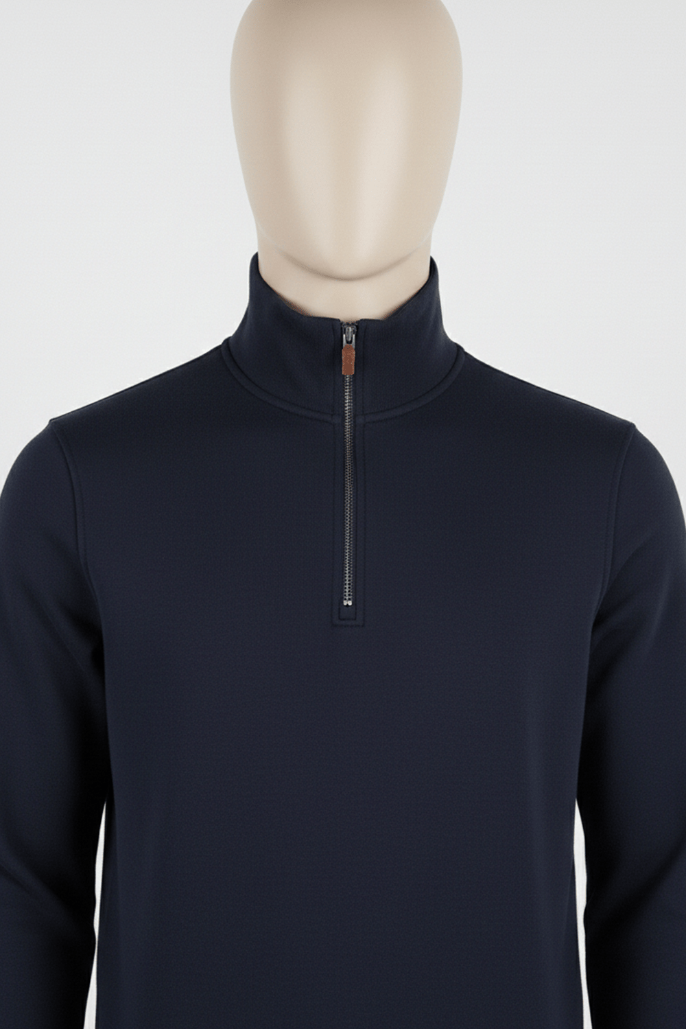 Erkek Dik Yaka Fermuarlı Slim Fit Sweatshirt LACİVERT