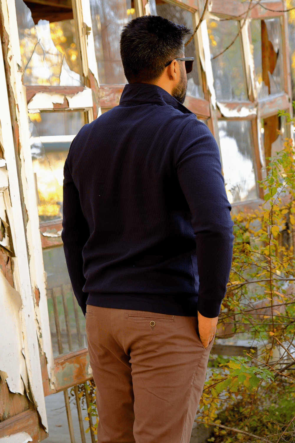Erkek Yarım Fermuarlı Sweatshirt Lacivert