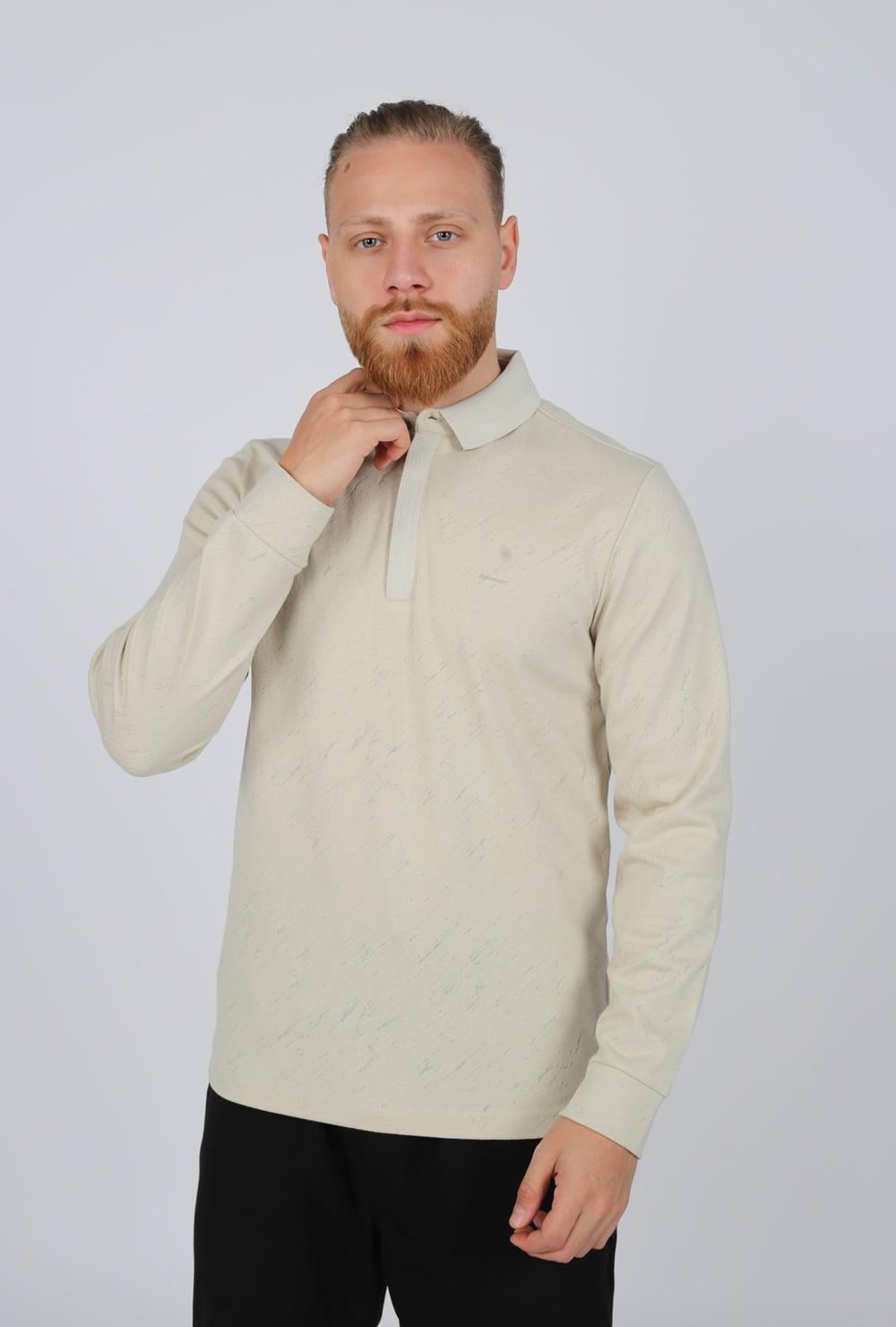 POLO YAKA UZUN KOL T-SHİRT SWEATSHIRT BEJ