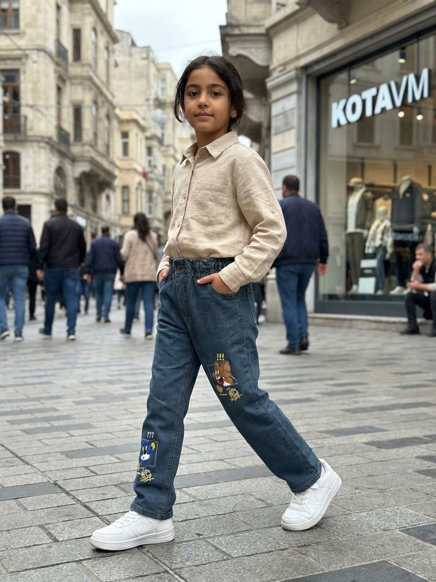 Çocuk Tom & Jerry Baskılı Mavi  Pantolon 