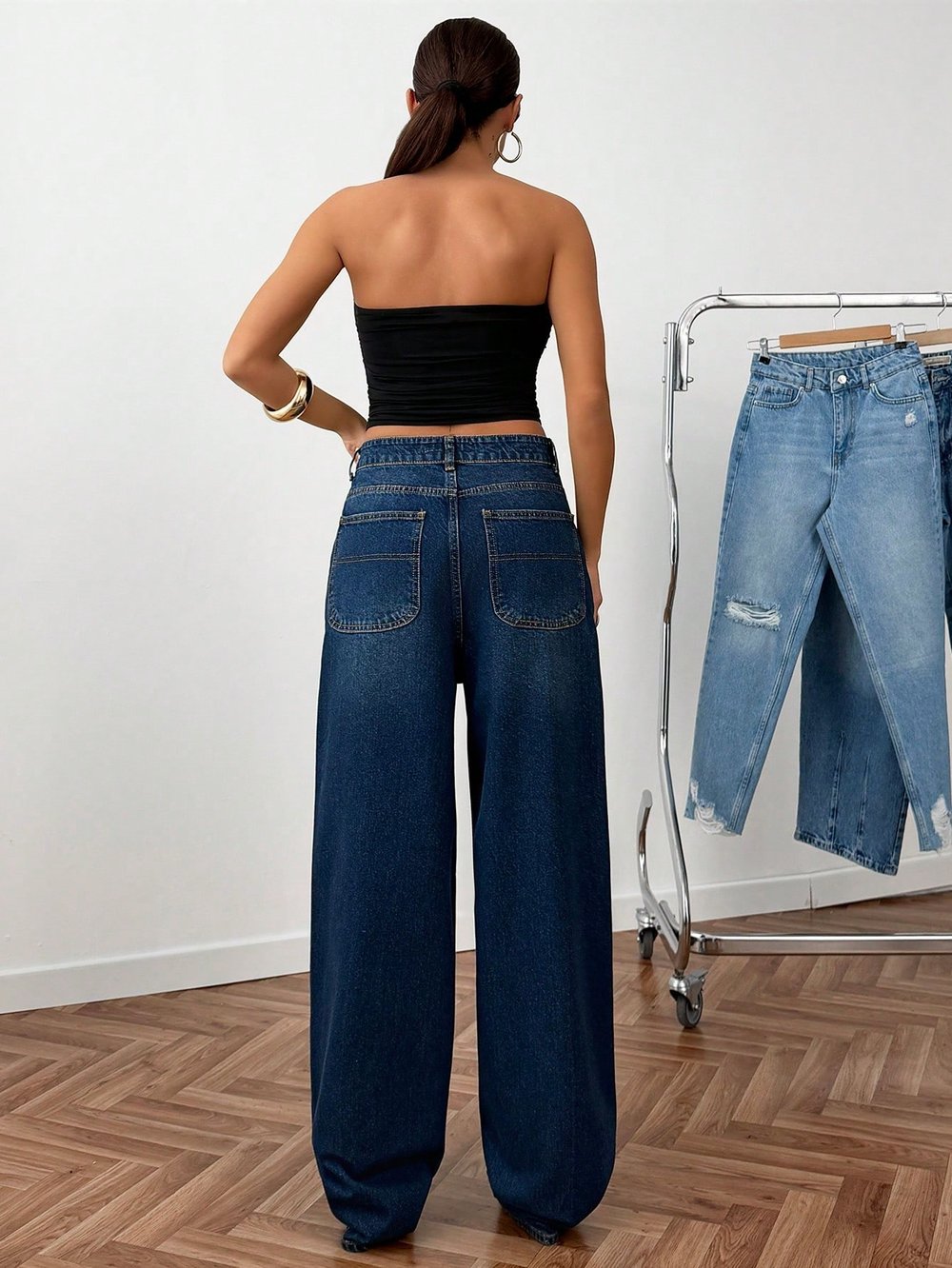 Kadın Baggy Jeans Koyu Mavi