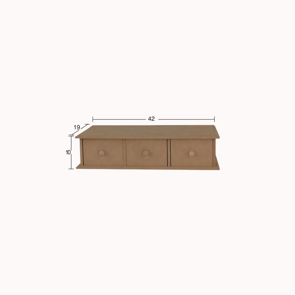 3 Çekmeceli Kutu / Çok Amaçlı Organizer Ham MDF Dekoratif Boyanabilir Obje KU 277